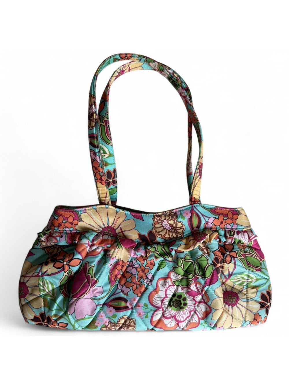 Vera Bradley Lisa Tropical Silk Ruffle Shoulder Bag Retired Floral